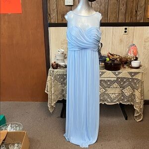 David's Bridal Strapless Light Blue Dress